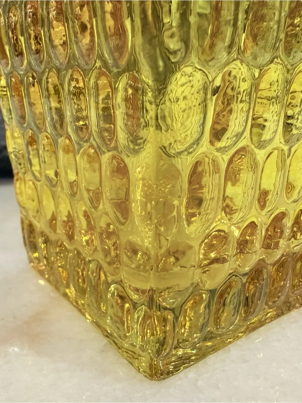 Vintage Amber Glass Square Vase 8